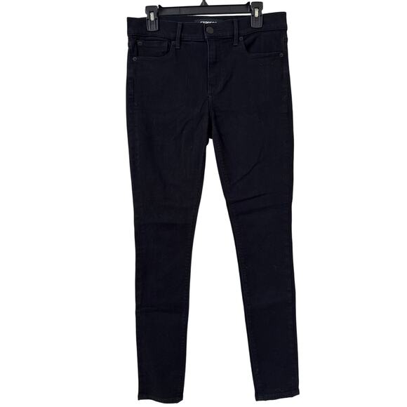 Express Stretch Mid Rise Black Leggings Jeans 8R - Picture 1 of 7
